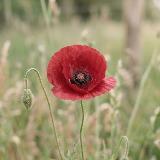 Klaproos in een grasveld